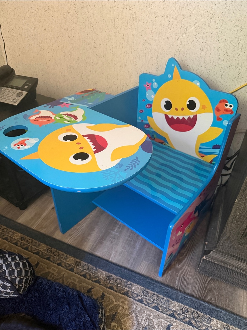 Delta Blue and Yellow Shark Kids Activity Chair with Desk